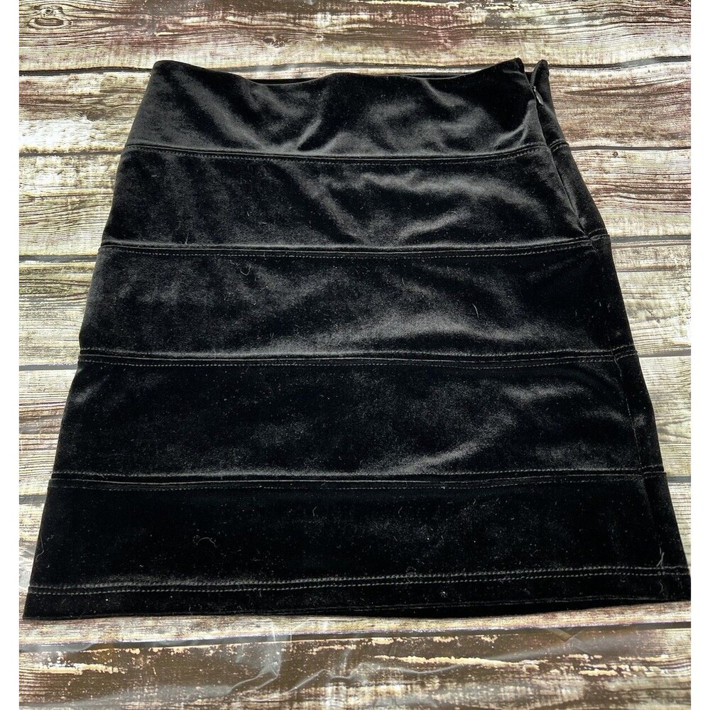 Arden B Black Black Velvet Miniskirt Size XS With Side Zipper